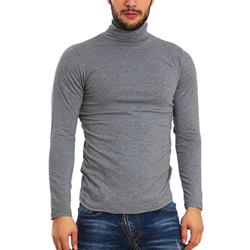 Toocool - Lupetto Uomo Maglia Manica Lunga Dolcevita Felpato Collo Alto K107 [L,Grigio Scuro]