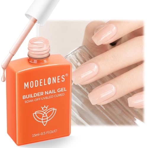 modelones Builder Nail Gel, Neutral Nude Builder for Nails 15ml Base Coat