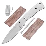 EZSMITH Full Tang Hunting Knife Kit - DIY Fixed Blade Knife Making Series - (Blade Blank, SS Guard & Pinstock w/Walnut Handle Scales) - (USA Design) - (Gift Boxed) - (by KnifeKits)