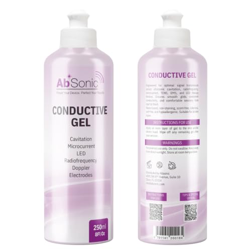 Absonic Conductive Gel for Ultrasound, Cavitation, Microcurrent, RF, TENS &amp; EMS Devices – 2-Pack (17 oz Total) – Water-Based, Paraben-Free – Designed in France