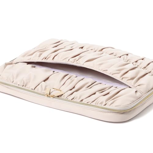 [Francfranc] フランフラン ギャザー PCケース 13～14インチ ライトピンク パソコンケース ノートパソコン PCスタンド 収納ポケット付き