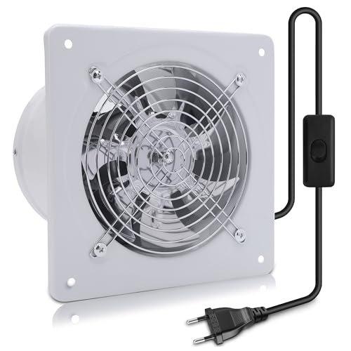 MEKOTRIN Extractor de Aire con Interruptor, Ventilador Silencioso Montado en Ventana con 3 Orificios para Campana de Cocina, Baño, Uso Industrial (4 pulgadas 20W)