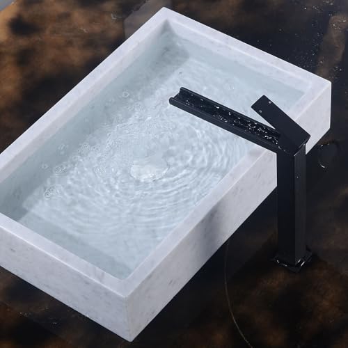 Robinet cascade haut pour lavabo mitigeur salle de bain monotrou cuivre or brossé grand modèle