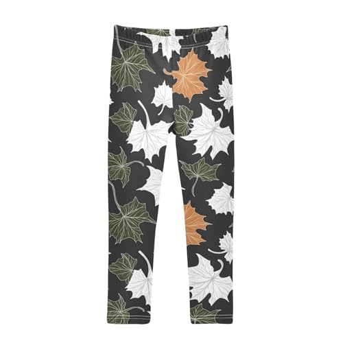 Pumpkin Leaves Girls Leggings Soft Stretch Workout Yoga Dance Pants for Kids Casual Tights