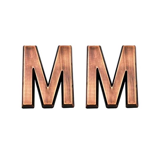 Cobata 2.75 Inch Adhesive House Numbers, Mailbox numbers, Street Door Numbers, Self-stick Address Signs for Apartments, Double Bronze Letter M