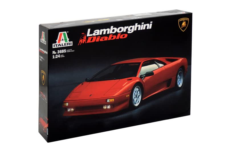 Italeri 510103685-1:24 Lamborghini Diabolo - originalgetreue Nachbildung, Modellbau, Plastik Bausatz, Basteln, Hobby, Kleben, Modellbausatz, Zusammenbauen, unlackiert, Mehrfarbig, Mittel