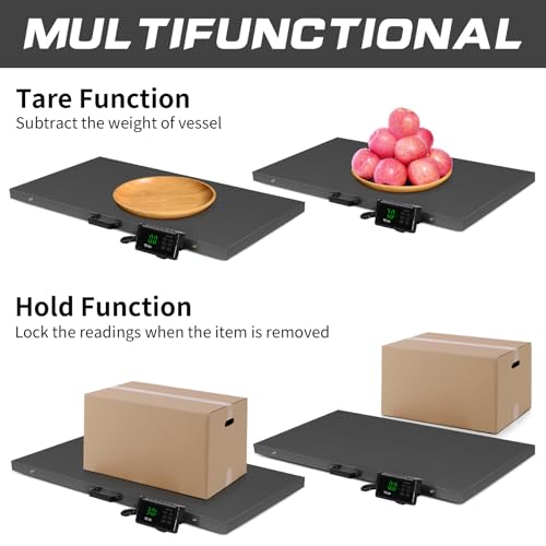 TUFFIOM 1100Lbs x 0.2Lbs Postal Digital Shipping Livestock Scale, Electronic Stainless Steel Platform Heavy Duty Vet Animal Floor Scale,Dog Puppy Pig Goat Sheep Scale, Black