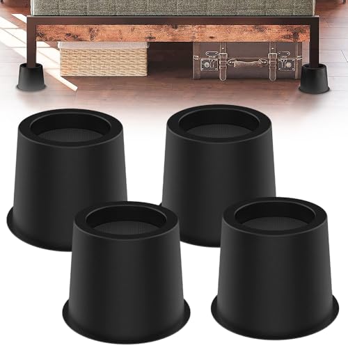 Calenxy 4 elevadores de muebles de 10 cm, elevadores de cama redondos y elevadores de mesa de plástico resistente, para cama, sofá, escritorio, silla, pie de elefante, protección del suelo y espacio