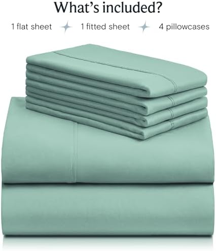 LuxClub 6 PC Queen Sheet Set, Bed Sheets Queen Size, Deep Pockets 18" Eco Friendly Wrinkle Free Cooling Bed Sheets Machine Washable Hotel Bedding Silky Soft - Light Teal Queen 2 LuxClub 6 PC Queen Sheet Set, Bed Sheets Queen Size, Deep Pockets 18" Eco Friendly Wrinkle Free Cooling Bed Sheets Machine Washable Hotel Bedding Silky Soft - Light Teal Queen