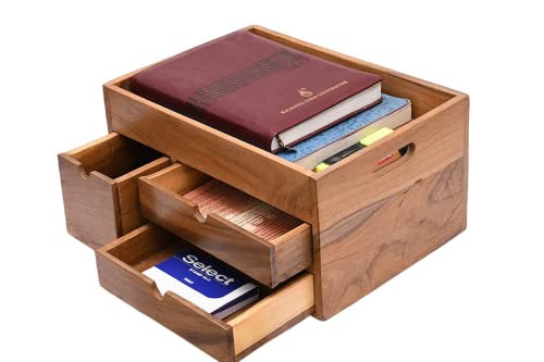 Wooden Desk Organizer Pen/Stationary, 3 Drawer 1 tray Solid Wood Office Desk Organiser and Accessories, Stationarynizeremo Desk/Table