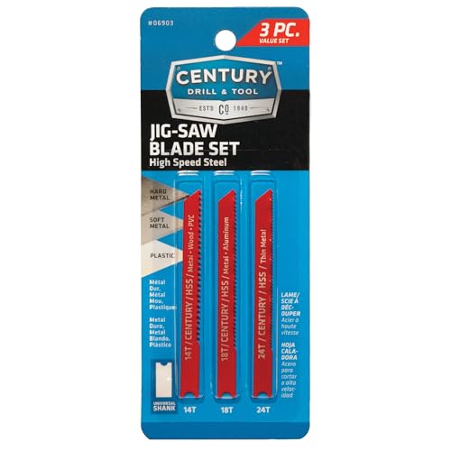 Century Drill & Tool 6903 High Speed Steel Jig Saw Blade Set, 3 Piece