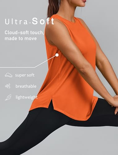 Image of PINSPARK Workout Tank Tops for Women UPF 50+ Side Slits Athletic Gym Shirt