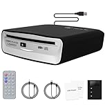 Lehwey USB CD Player for Car, External Car Cd Players with AUX & FM Transmitter, Portable CD Player for Cars without CD Drive, Anti-Skip, Remote Control, Works with Most Cars, SUVs, Trucks