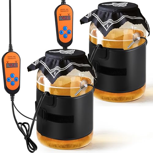 Image of Aurelema 2 Pack Kombucha Heating Wrap, Kombucha Jar Heat Wrap with Digital Temperature Control and Timing Function, Fermentation Heater Carboy Warmer Fits Most Fermenter Vessels 1 to 3 Gallons