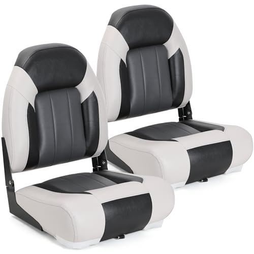 Deluxe Marine High Back Folding Boat Seat,Stainless Steel Screws Included