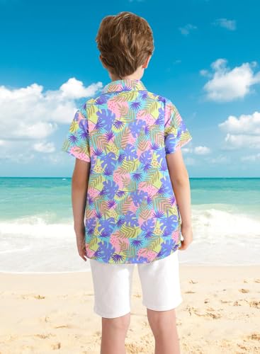 Image of XiaoMoSha Hawaiian Shirts for Boys Button Down Shirt Short Sleeve Shirts Girls Hawaiian Shirt Summer Beach Tops for Kids