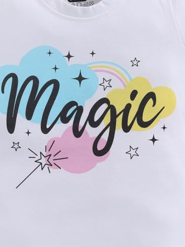 Image of Amazon Brand - Jam & Honey Girls Cotton Graphic Printed Half Sleeves T-Shirt | Regular Fit | Soft & Breathable | Age 2-8 Years (Available in Pack of 5 & Pack of 3)