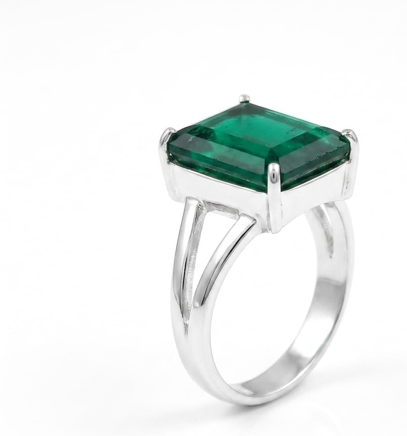 Rectangle Emerald Quartz Ring|925 Silver Field|Handmade Statement Design|Christmas Gift|Pretty Vintage Style| Green Stone Jewelry|Minimalist women ring