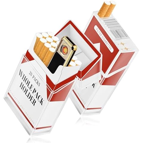 Lafagiet Cigarette Case with Lighter for 84mm, Moisture Proof, Transparent Cigarette Holder Case, Fashion Smoking Set Gift for Men Women Cover