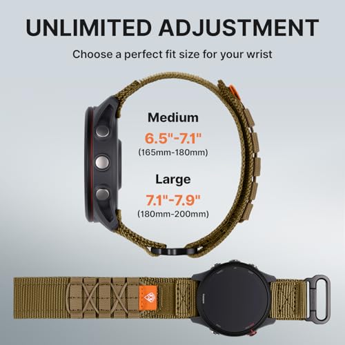 Image of Bandletic Compatible with Samsung Galaxy Watch 4 Band, 20mm Quick Release Rugged Soft Sport Nylon Strap Designed for Amazift Active 2 Galaxy Watch 7 /6 /5 /FE 40mm /Forerunner 165 /245 /APEX 2 /PACE 2