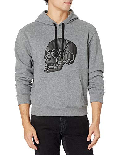 The Kooples Men's Hoodie with Skull Detail Sweatshirt à Capuche, Mélange de Gris Moyen, S Homme