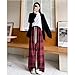 Women's Casual Plaid Wide-Leg Pants Baggy High Waisted Goth Grunge Trousers Y2K Drawstring Long Pants Sweatpants Red