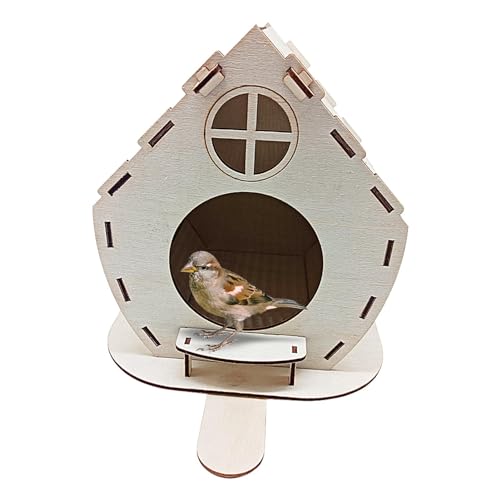 Samuliy Nido de madera para pájaros, kit de bricolaje para exteriores, estructura de mortaja y espiga, casa de alimentación para pájaros, para árbol, ventana, pared y techo
