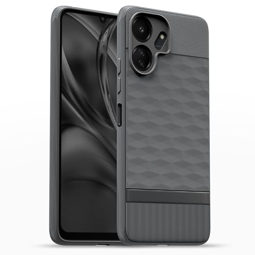 Image of Pikkme Back Cover for Redmi 13c 4G / Redmi 13c 5G / Poco C65 Camera Protection 3D Hexa Cube Design Silicone Protective Bumper Case (Grey)
