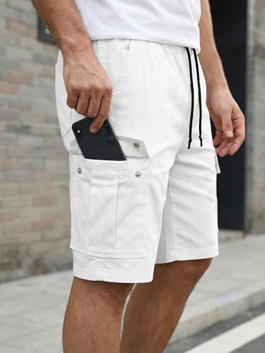 Image of JMIERR Mens Casual Cotton Twill Cargo Shorts Drawstring Classic Chino Stretch Short with 6 Pockets