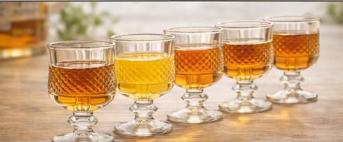 Image of bellemax Classy Shot Glass for Espressos, Spirits & Liquors,Whiskey, Vodka Shot, Tequila Shot, Wine Tasting, Cocktail Pour, Bar Accessory & Home Decor Parties Glasses Set of 6 (BR-11)