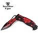 Snake Eye Tactical Fantasy Flaming Dragon Design Folding Knife Outdoor Survival Pocket Knife Small one-Hand Knife (Red-1)