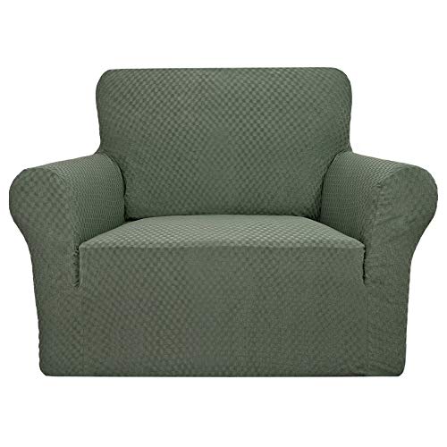 YEMYHOM Couch Cover Latest Jacquard Design High Stretch Sofa Chair Covers for Living Room, Pet Dog Cat Proof Armchair Slipcover Non Slip Magic Elastic Furniture Protector (Small, Army Green)