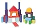 Grimm's Colored Rainbow Geo-Blocks - Classic Wooden Building Blocks Set with Net Bag, 30 Pieces