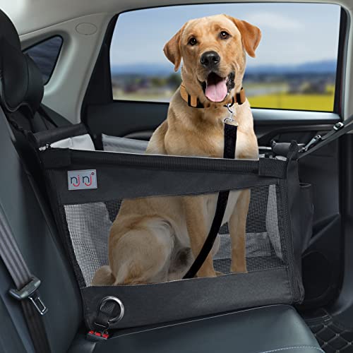 Dog Car Seat For Pet Travel With Waterproof Pad, Half Seat Dog Hammock,Harness Hook, Breathable Mesh, And Adjustable Backseat Safety Belt, Small, Medium, Large Size #TOP5
