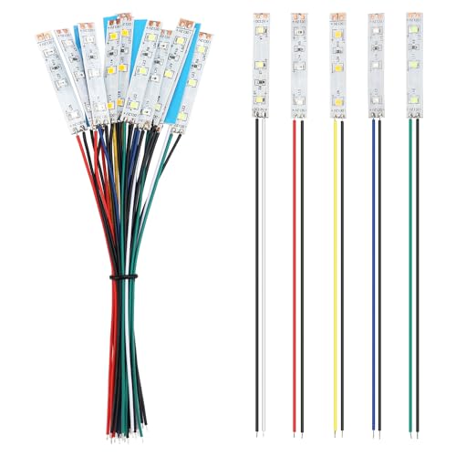 YIXISI 15 Pezzi 50mm Pre Cablato Striscia LED SMD, 2335 SMD LED, Modellismo LED, Luce Autoadesiva 12-18V, Bianco/Rosso/Giallo/Blu/Verde