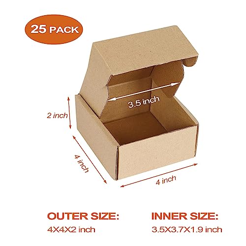 RLAVBL 25 Pack 102x102x51 mm (4x4x2 in) Shipping Boxes Small Brown Corrugated Cardboard Box for Packing Mailing - Image 3