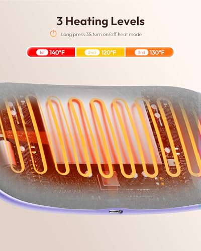 Image of Gaiatop Portable Heating Pad for Period Cramps, 5000mAh Rechargeable Battery, 3 Heat Levels and 6 Massage Modes for Menstrual Relief Period Pain, Back or Belly Cordless Belt for Women Girls (Lilac)