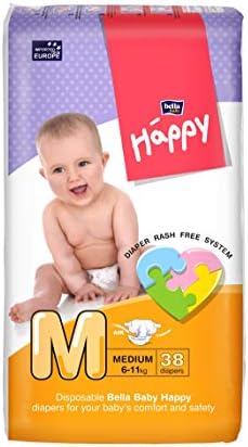 Bella Baby Happy Diapers - 38 Pieces (Medium, Pack of 6)