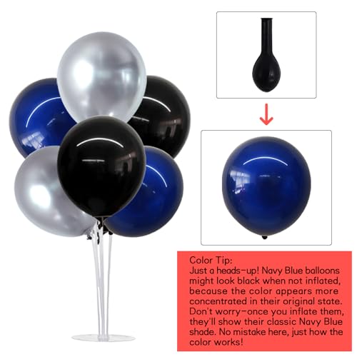Image of TONIFUL 4Set Black Blue Silver Balloon Stand Balloon Centerpieces for Table