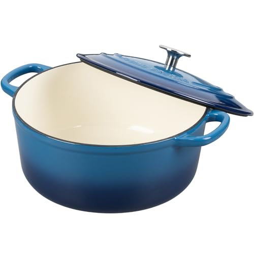 EDGING CASTING Enameled Cast Iron Dutch Oven Pot with Lid, 7 Quart, Round Dutch Ovens for Bread Baking, Bread Oven, Oven Safe up to 500°F, Lake Blue by EDGING CASTING - Image 6