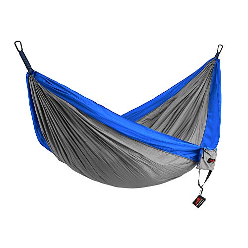 HONEST OUTFITTERS Single & Double Camping Hammock with Hammock Tree Straps,Portable Parachute Nylon Hammock for Backpacking Travel Royal Blue