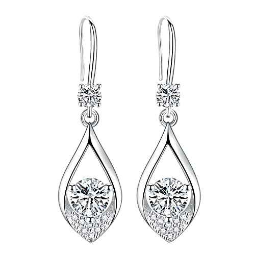 Boucles d'oreilles pendantes argent sterling 925 cristal bijoux femme tendance