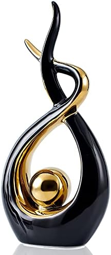 FJS Home Decor Modern Art Ceramic Statue Table Decorations for Living Room Dining Room Coffee Table Centerpiece Shelf Decor - Great Gift Idea 12.2" High (Black, Large)