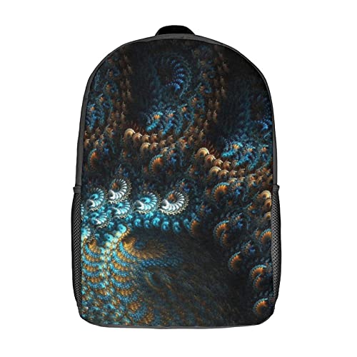 Sac d'école unisexe 17 pouces avec motif fractal 3D imprimé