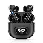 Wireless Earbuds bluetooth 5.3, Earphones noise cancelling earbuds 4 ENC Noise Cancelling Mic, Ear Buds HiFi Stereo Headphones In Ear 36H Playtime IPX7 Waterproof with LED Display, USB-C, Black