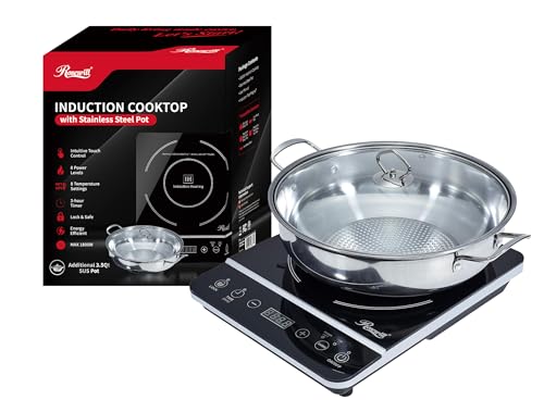 Image of Rosewill RHAI-13001 1800W Induction Cooker Cooktop with Stainless Steel Pot, Black