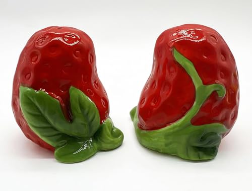 Ceramic Salt & Pepper Shakers - Strawberry Shaped Salt & Pepper Shaker Set, Set of 2