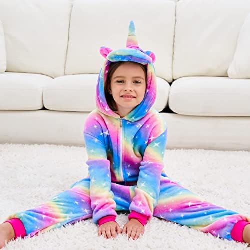 Matching Unicorn Costumes Fleece Onesie Unicorn Gifts for Girls (Rainbow, 9-10 Years) — view 5