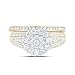 Jewels By Lux 10K Yellow Gold 1 Cttw Natural Diamond Nk Fashion Round Single Halo Anniversary Wedding Engagement Band Ring Bridal Set, Womens Size 5.5