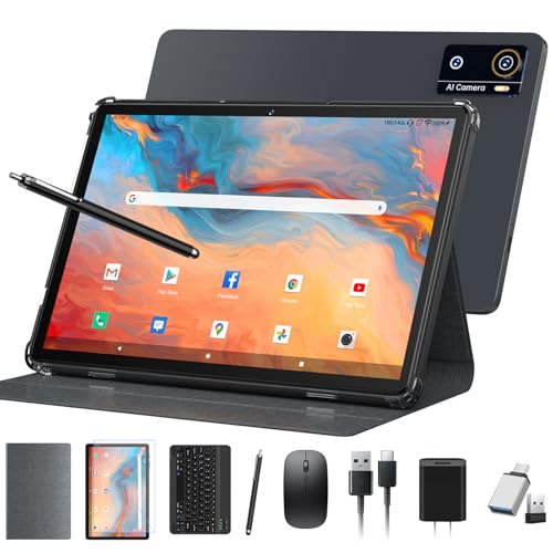 Image of Android 16 Tablet 2026 10 Inch Tablet Octa-Core Processor AI Gemini 12GB RAM + 64GB ROM + 1TB Expand,7000mAh Battery,5GWiFi,8+13MP Camera 2in1 Tablets with Keyboard,Case,Mouse,Stylus